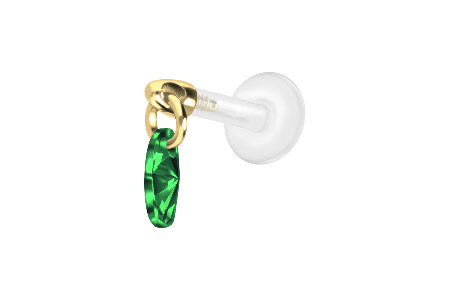 PTFE Labret Piercing mit Innengewinde + Titan-Aufsatz KRISTALLOVAL